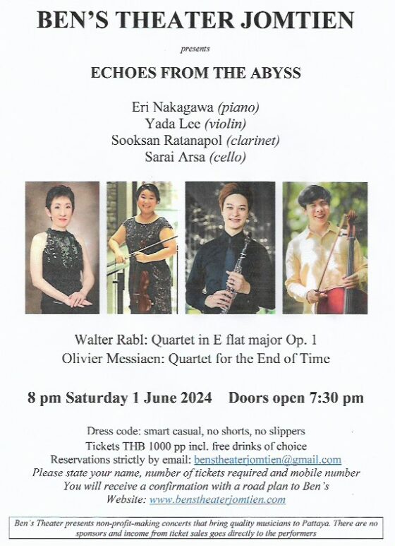 Exciting Classical Music Concerts Coming to Ben’s Theater in Jomtien in June